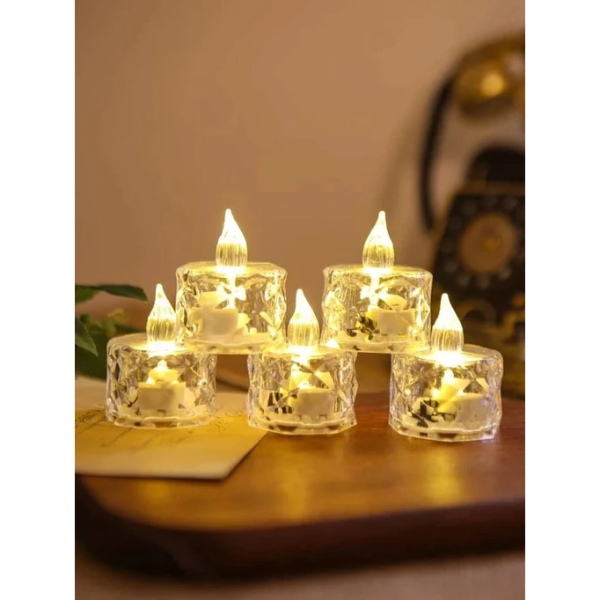 Transparent Acrylic Led Tea Light Candle set of 5 