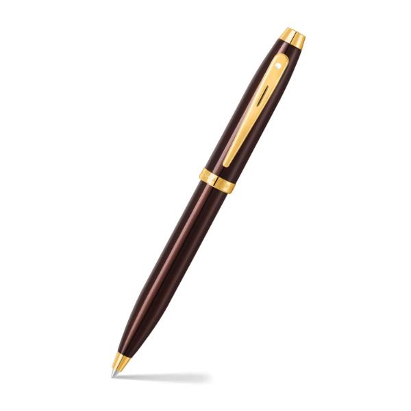 Sheaffer Glossy Coffee Brown Ballpoint Pen With PVD Gold-Tone Trim
