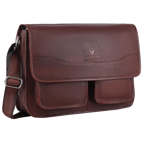 WildHorn Genuine Leather Laptop Messenger Bag for Men