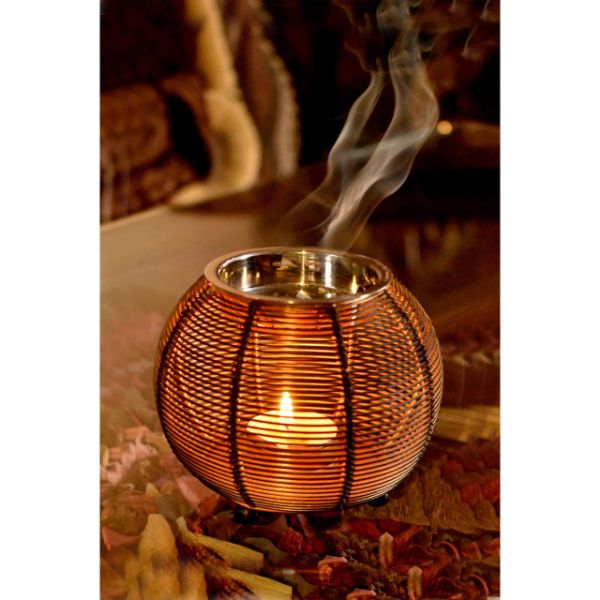 Aroma Oil Burner-Candle Holder Black Gold