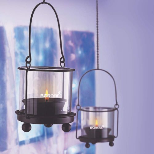 Borosil SET OF 2 HANGING HURRICANE DIYA LIGHTS SMALL