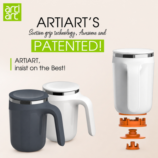 Artiart Doctor Stainless Steel Suction Technology Spill Proof Suction Mug
