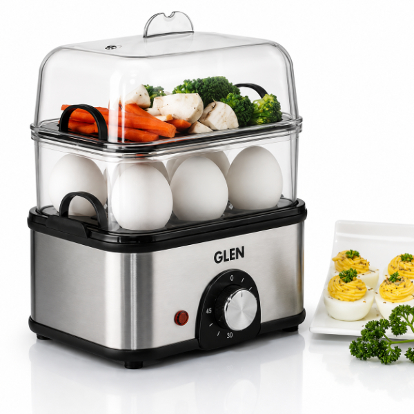 Glen 3 in 1 Electric Multi Cooker Egg Boiler with Extra Layer Rack