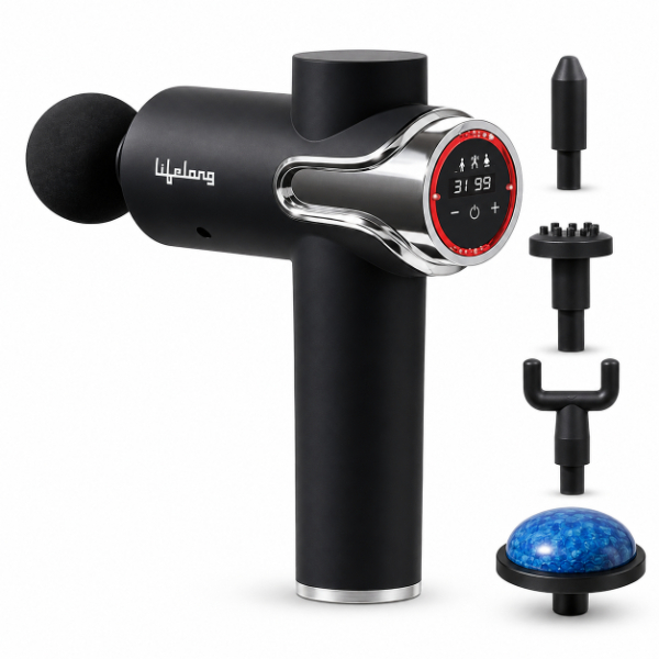 Lifelong LLGM189 Gun Massager with 5 Massage Heads