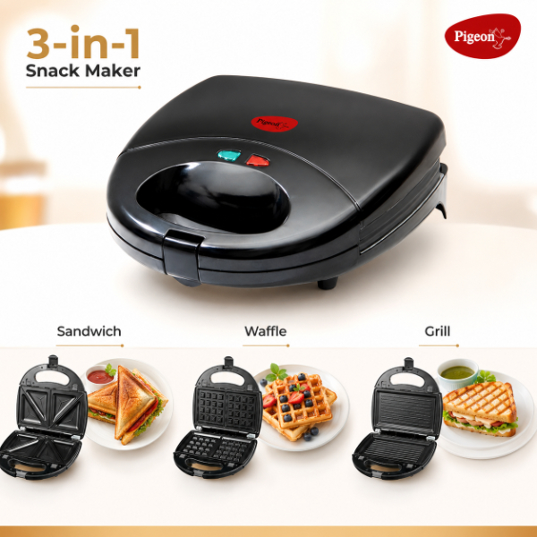 Pigeon Snack Maker 3 in 1 Toast Grill and Waffle Plate