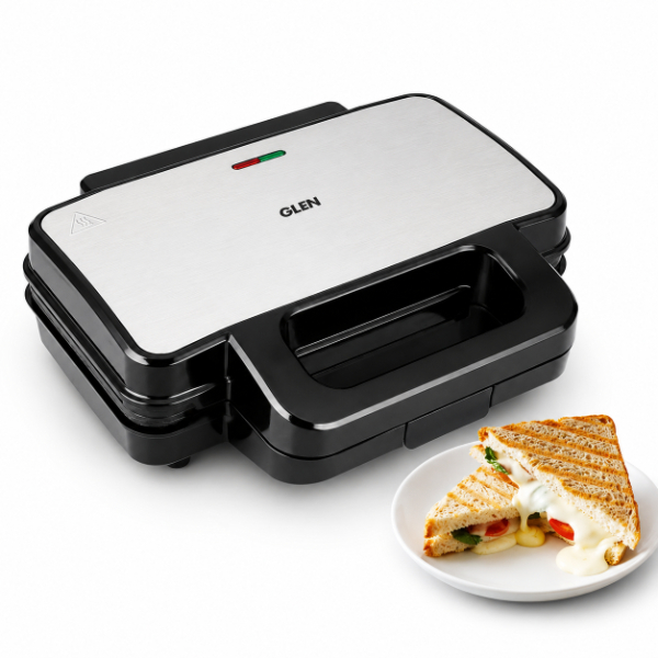 Glen Electric Jumbo Multi Snack Maker with 3 sets of Sandwich Grill and Waffle Non-Stick Plates