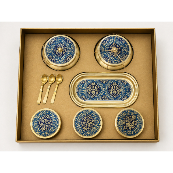 Royal Blue and Gold Heritage Serving Gift Set