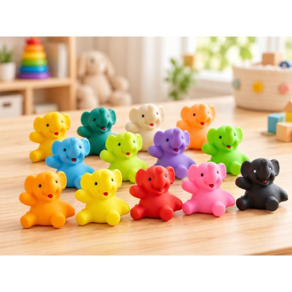 Elephant Family Rainbow Colour Toy Set 12 Pieces