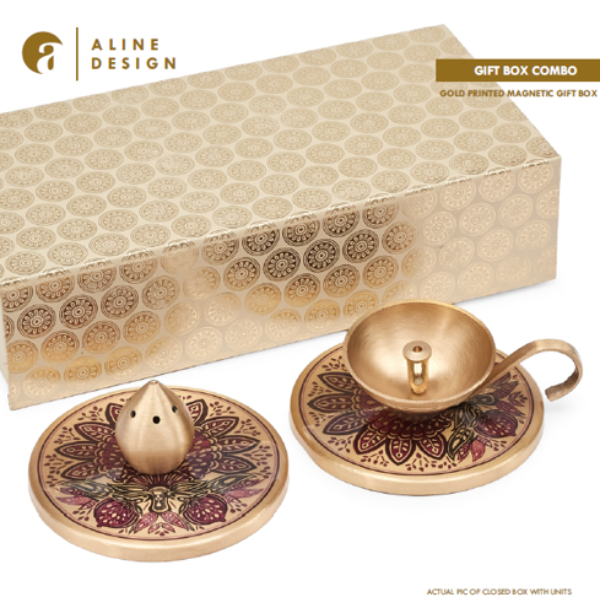 Aline Design Palaash Diya and Incense Holder Gift Box