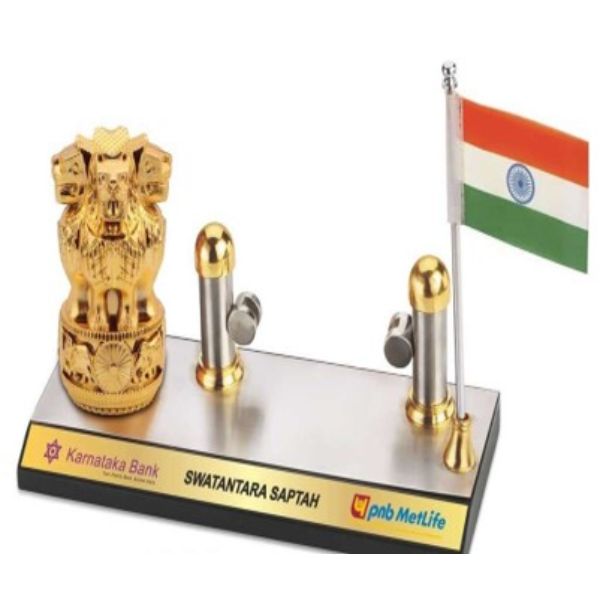 Ashoka Pillar With National Flag  Desk Organizer