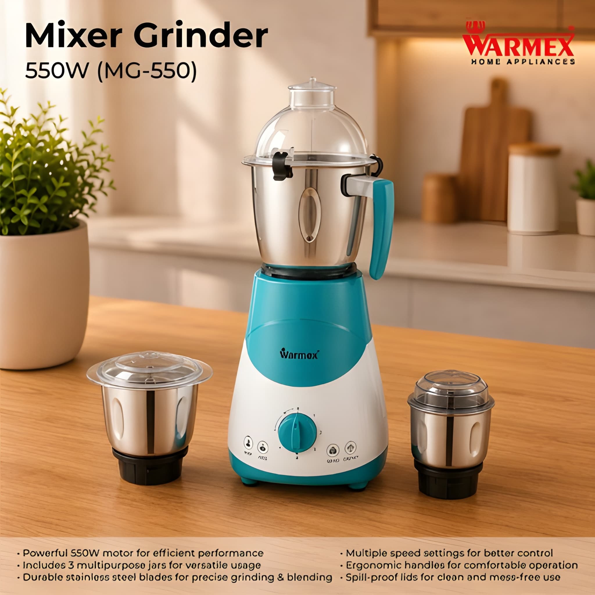 Warmex 550W Mixer Grinder MG-550