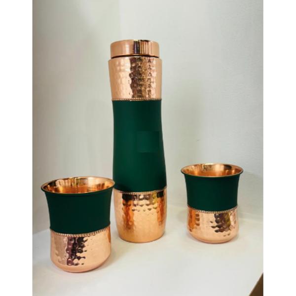 Copper Bottle Green With 2 Curved Glass