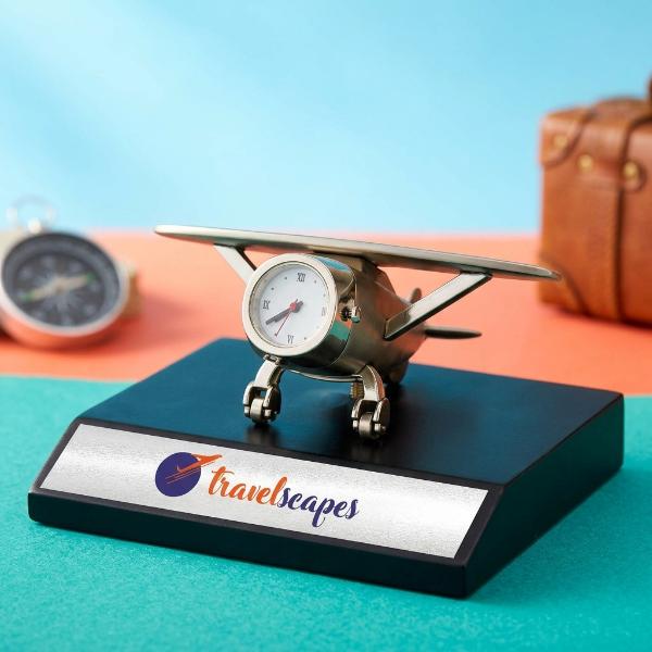 Flying Time Aeroplane Clock Desktop Memento