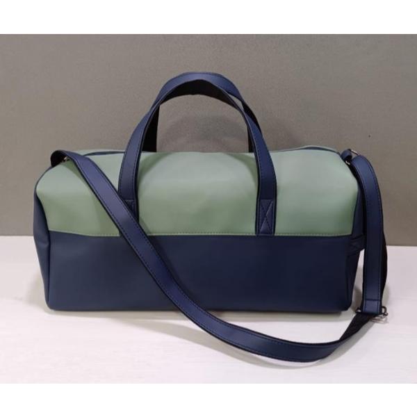 Vegan Leather Two Tone Duffle Bag 