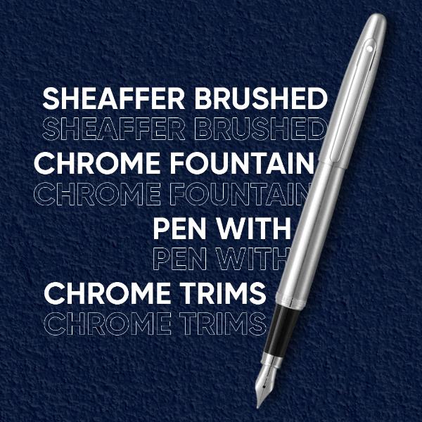 Sheaffer Brushed Chrome Fountain Pen With Chrome Trims