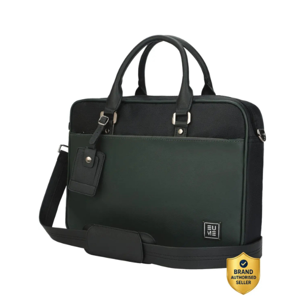 Eume Black and Forest Green Commute Messenger Bag