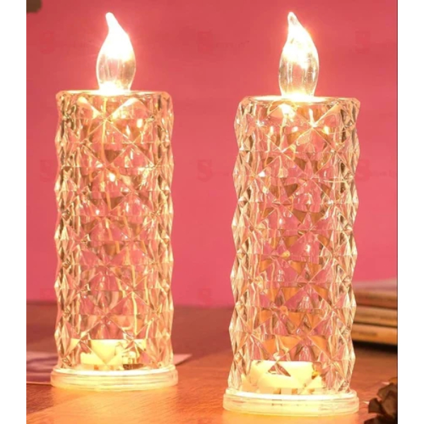 Diamond Design Flameless and Smokeless Acrylic led Candle