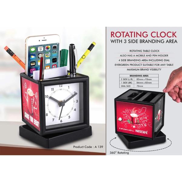 Rotating clock and pen stand 